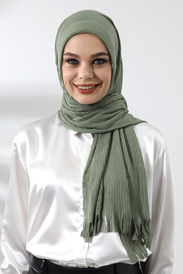 شال قطني مضلع عملي جاهز للحجاب بالنعناع
