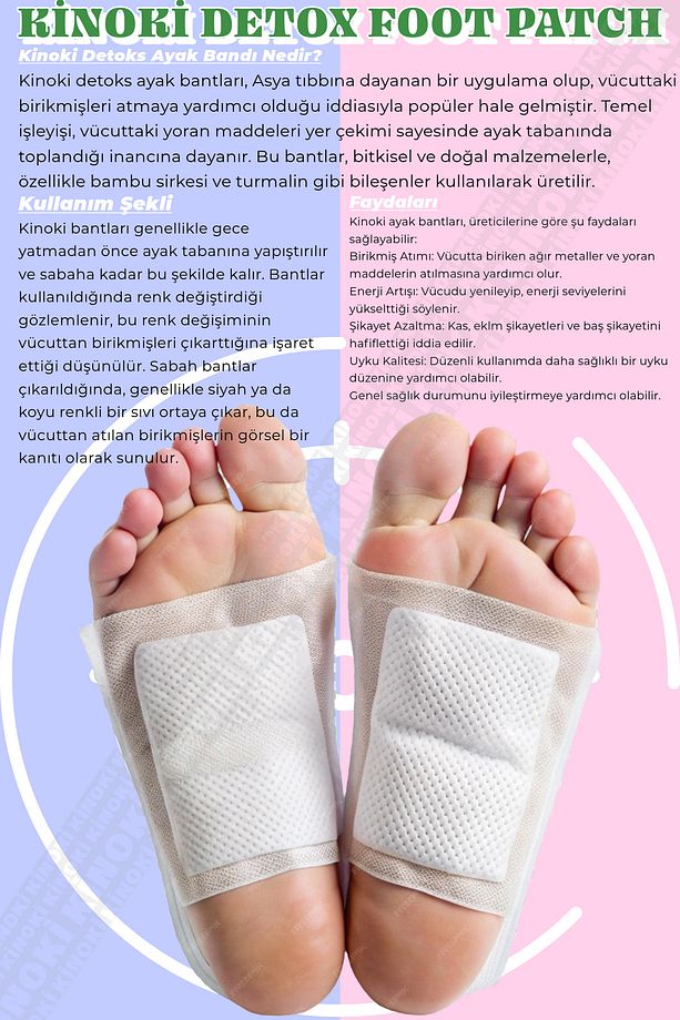 2 Adet | %100  Kinoki Detoks Ayak Bandı , Foot Patch Toksin Atıcı Detox Ayak Detoksu Bantı - 3