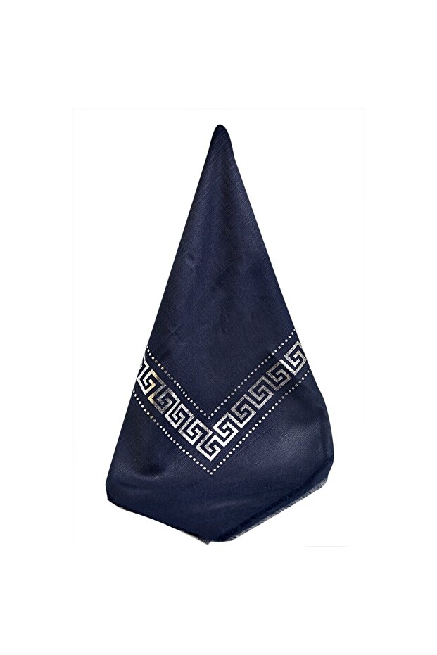 بطانية منقوشة باللون الأزرق الداكن - 1