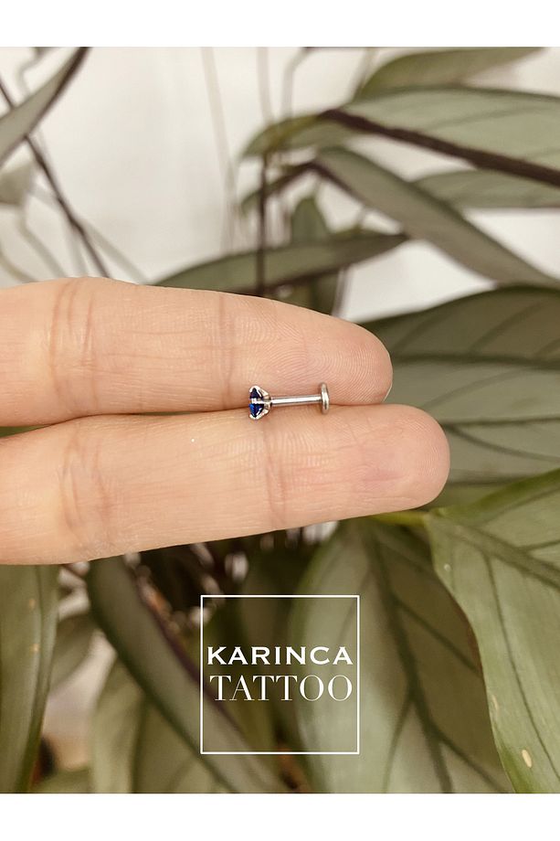 Renkli Taşlı Piercing Kıkırdak Forward Helix Conch Flat Kulak Memesi Burun Labret Tragus Piercing - 4
