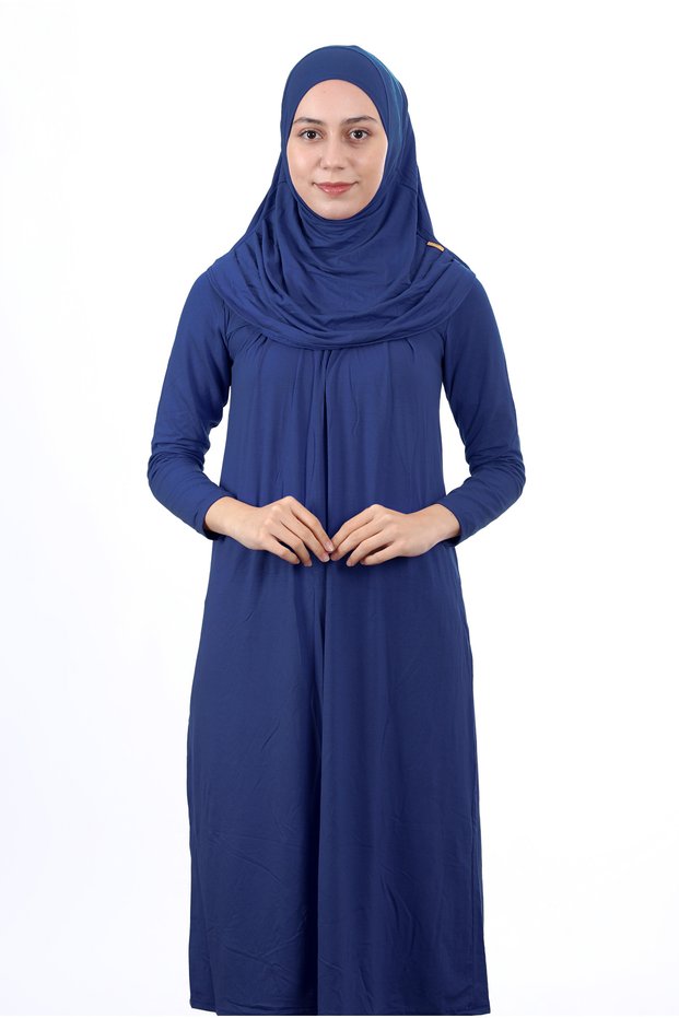 Waiter Size 12-15 Years Dark Blue Self-Headband One Piece Women's Prayer Dress