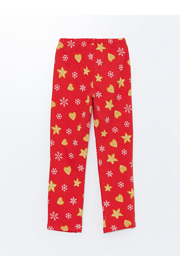 LCW Bisiklet Yaka Baskılı Uzun Kollu Kız Çocuk Pijama Takımı - 7