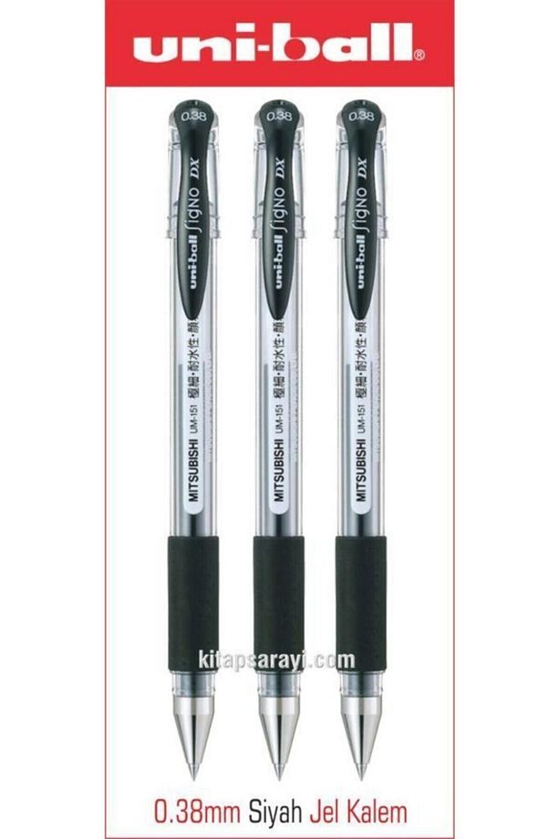 Uniball Signo Dx 0.38 Mm Siyah Jel Kalem 3 Adet - 1