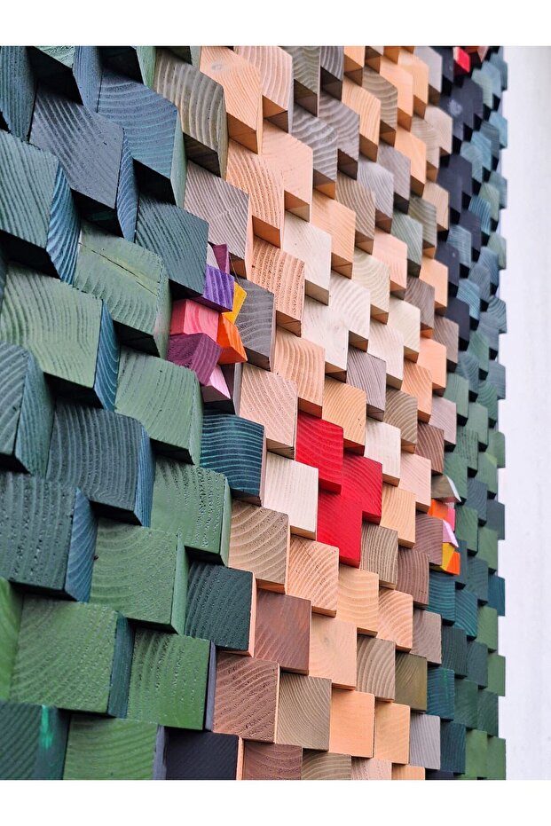 Ahşap Akustik Panel Ev dekorasyonu Diffuser Duvar Paneli 120*80 cm - 8