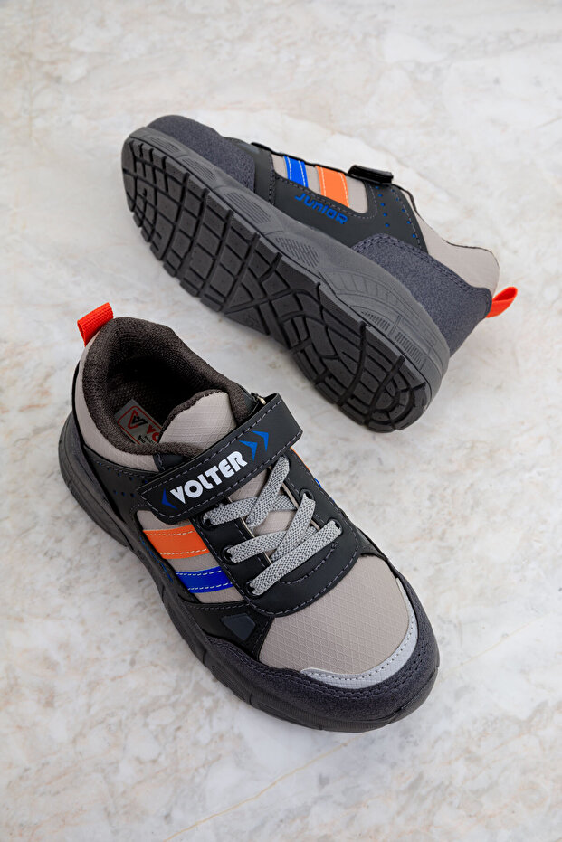 Gyermek tornacipő 19613 - füstölt és narancssárga modell - 2