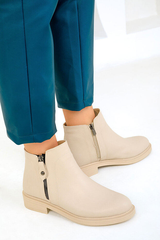 Bej Kadın Bot & Bootie 19553 - 2