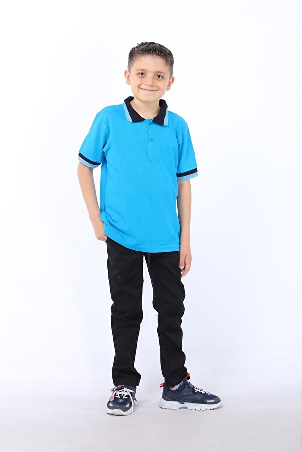 Navy Blue Unisex School Pants with Elastic Waist Lycra Slim Fit Comfort Canvas Camisole Children's Pants