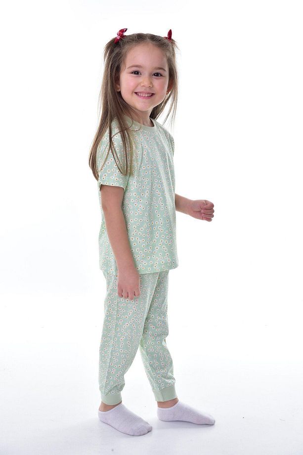 %100 Pamuk Süprem Penye Kumaş Kısa Kollu Kız Çocuk Pijama Takımı (3,4,5,6,7,8,9,10,11,12 YAŞ) - 4