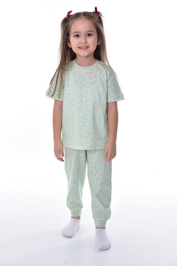 %100 Pamuk Süprem Penye Kumaş Kısa Kollu Kız Çocuk Pijama Takımı (3,4,5,6,7,8,9,10,11,12 YAŞ) - 1