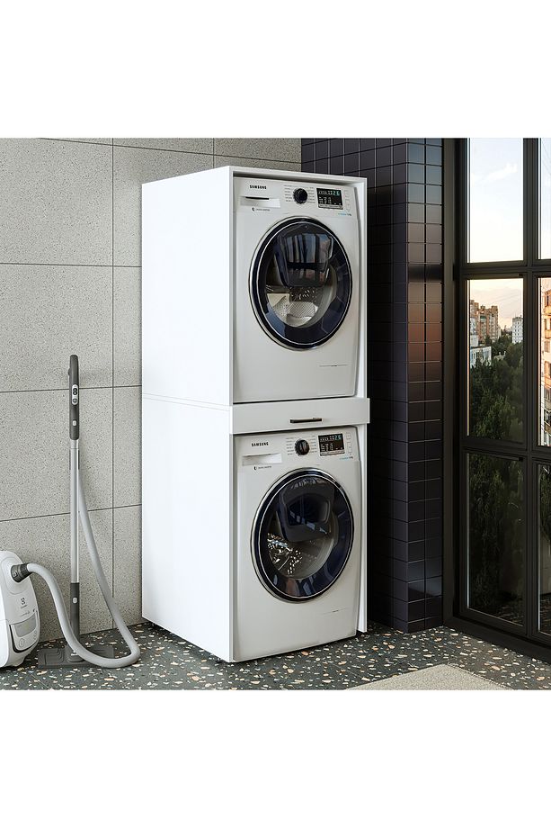 Çamaşır Ve Kurutma Makinesi Dolabı Mat Beyaz - 3