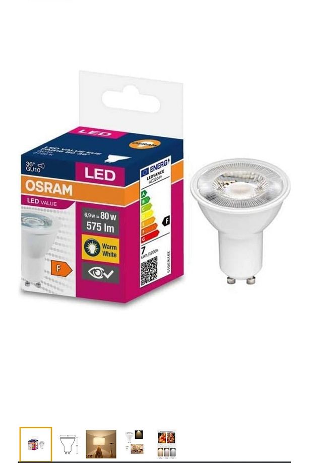 6.9w = 80w Eşdeğer Gu10 Duylu 2700kelvin Sarı Işık 575lümen F Enerji Led Value Spot Ampul - 4