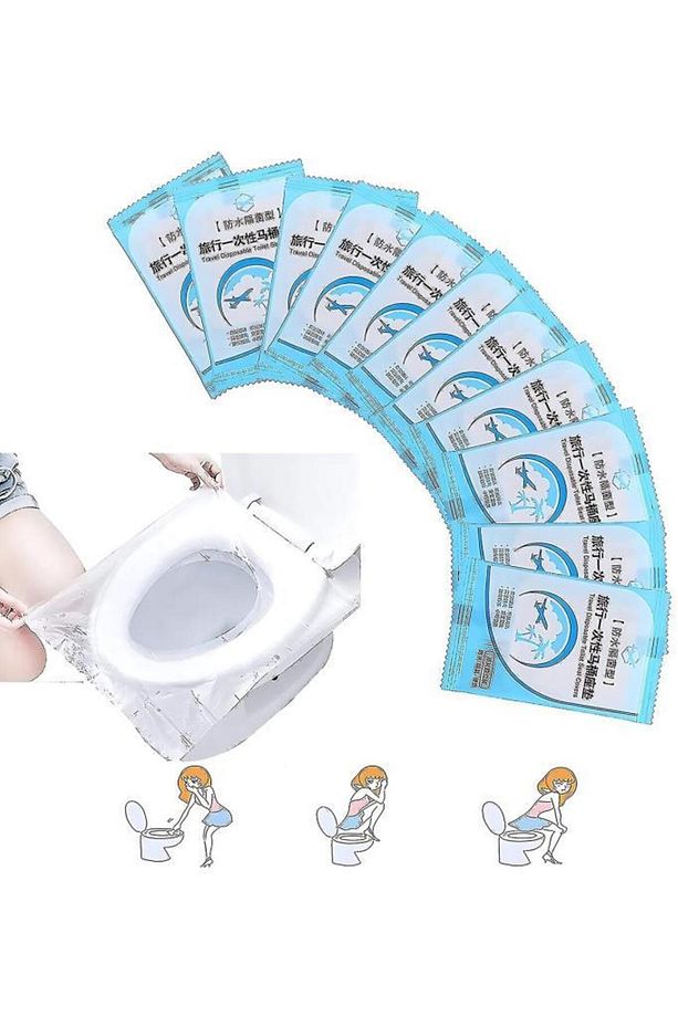 50 Adet Kullan At Klozet Kapağı Poşeti Tek Kullanımlık Umumi Tuvalet Kapak Kılıfı Kamp Seyahat Pedi - 6