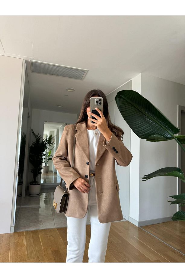 Premium Süet Blazer -Deve Tüyü - 4