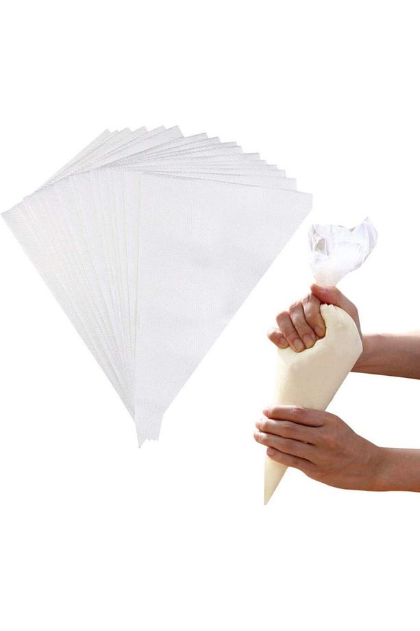 Krema Torbası 50 Adet Small Naylon Pasta Kurabiye Süsleme Poşeti Krem Şanti Sıkma Torbası - 1