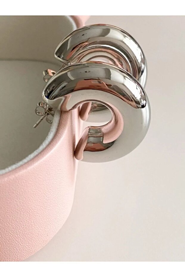 Kalın Halka Model Silver Küpe - 1