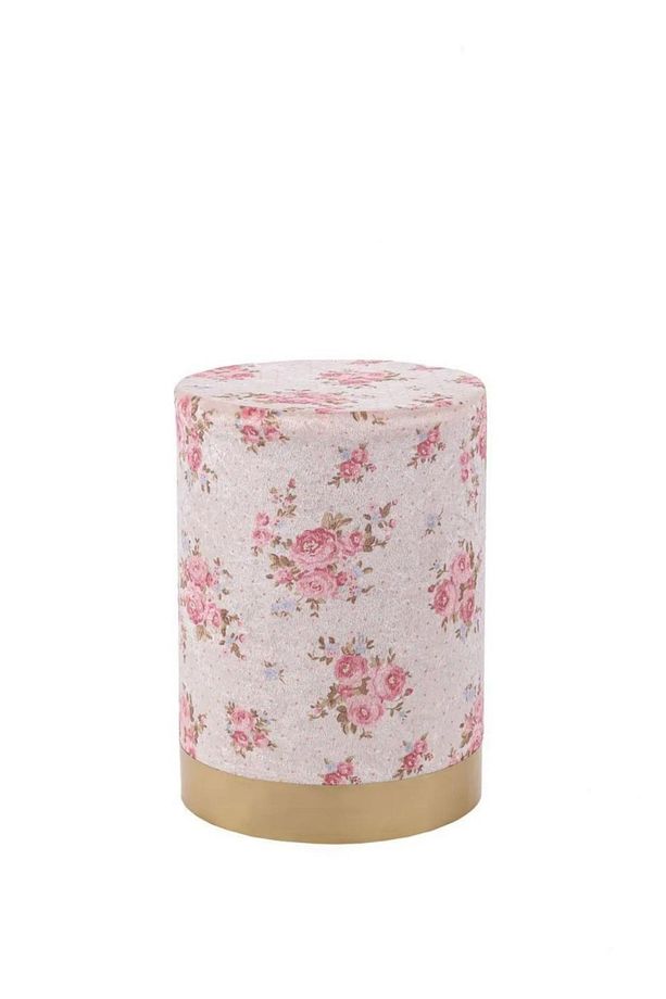 Puf Handmade Gül Pembe Silindir Dekoratif Bench - 1
