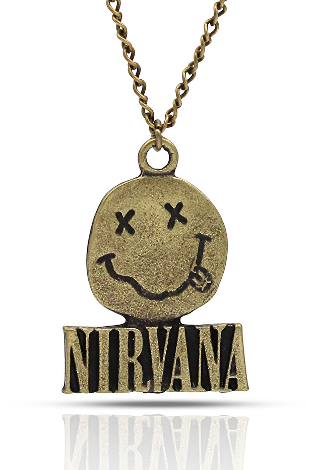 Nirvana Symbol Fan Necklace - Antique Yellow Finish Classic with Chain