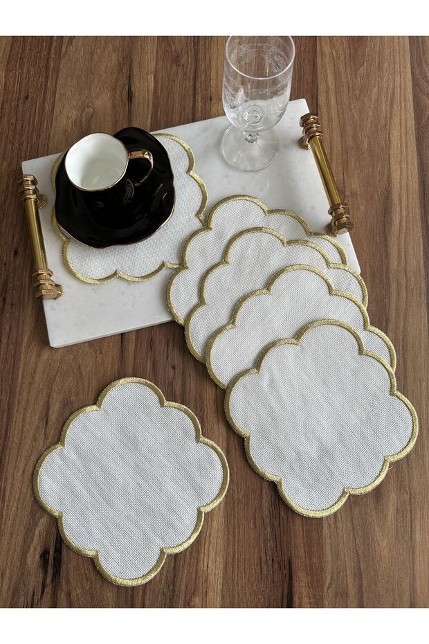 6 Pieces of Embroidered Coffee Cocktail Presentation Napkin suitable for Etamine Processing