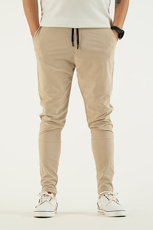 Men's Stone Color Breathable Lycra Stretchy Fabric Skinny and Ankle Leg Jogger Pants
