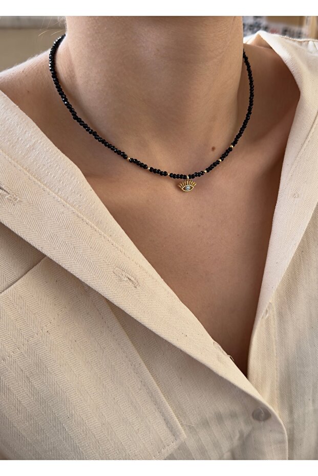 Black Crystal Eye Women's Necklace