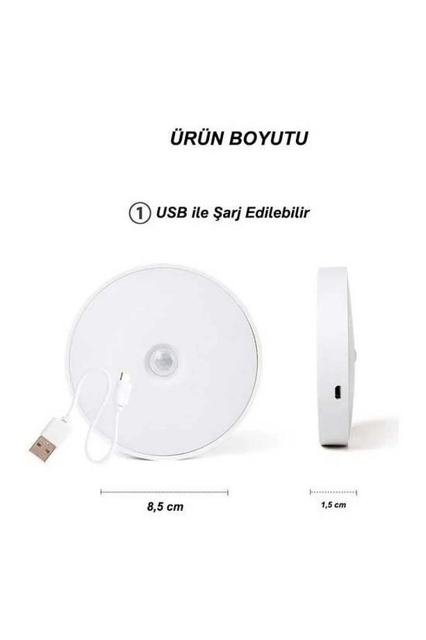 5 Adet Hareket Sensörlü Ledli Gece Lambası, Şarj Edilebilir, Ilık Günışığı, Dolap Içi Lamba - 4
