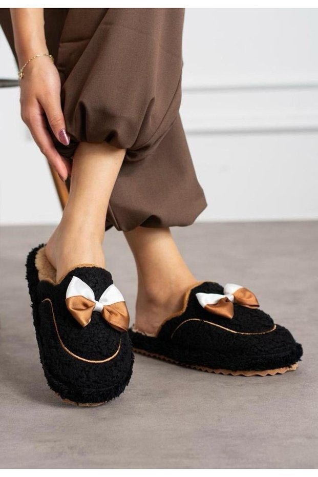 Cute Ribbon Anti-Slip Sole Winter-Seasonal Women's Home Shoes