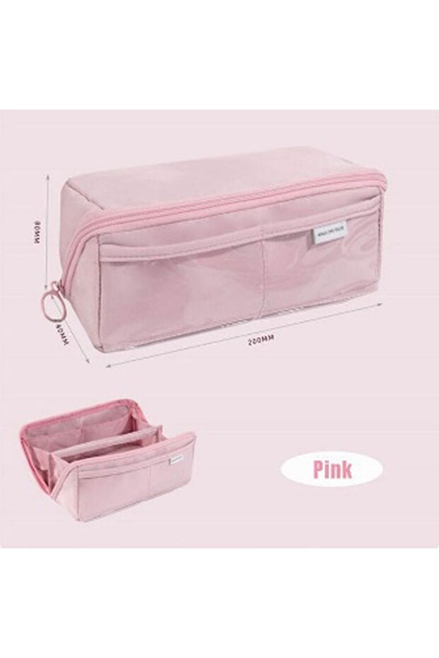 Pencil Case Large Capacity Pencil Bag Shiny Fabric Single Color Transparent Eyed Pen Holder Accessory