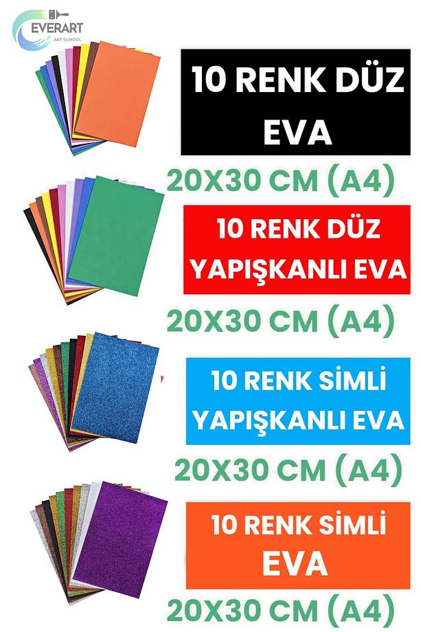 40'LI EVA SETİ A4 20 X 30 CM DÜZ EVA YAPIŞKANLI EVA SİMLİ EVA YAPIŞKANLI SİMLİ EVA KAĞIDI - 1