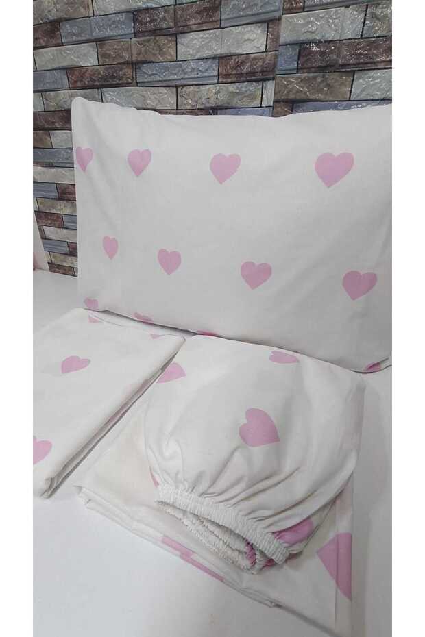 Cotton Heart Pattern Single Bedding Set (with Elasticated Sheet) - 1