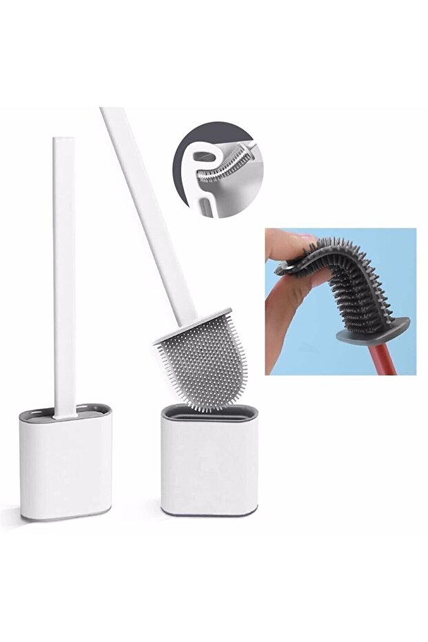 Wall Hanging Practical Silicone Bathroom Toilet Bowl WC Brush