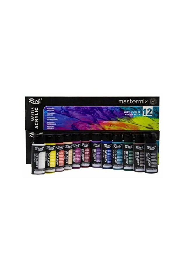 Akrilik Boya Seti 12 Renk -şövalye-tuval Fırça Seti -spatula- - 2