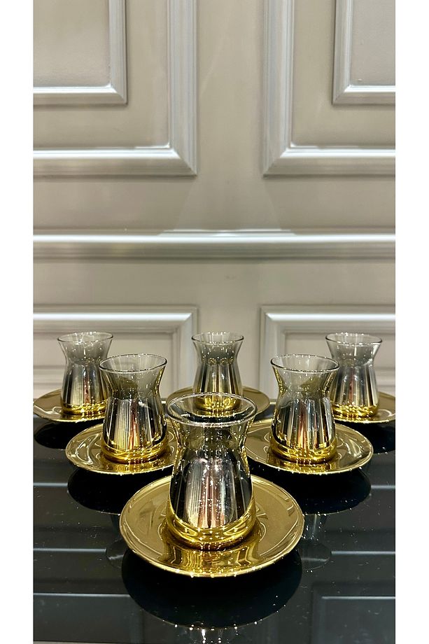 PAŞABAHÇE 6 Kişilik 12 Parça Titanyum Model Cam Çay Seti - 2