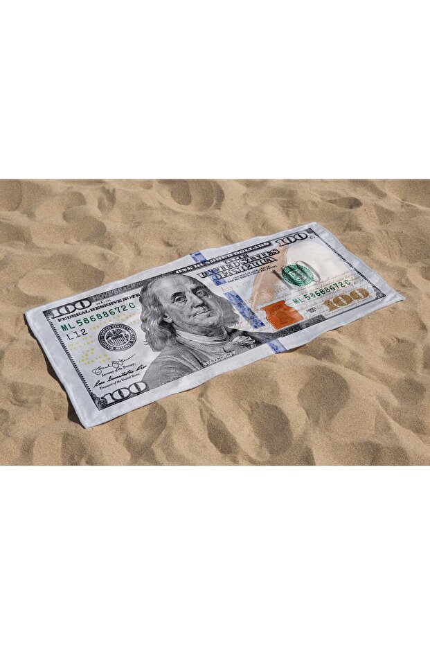 100 Dollar Patterned Beach Towel, Bath Towel - 6