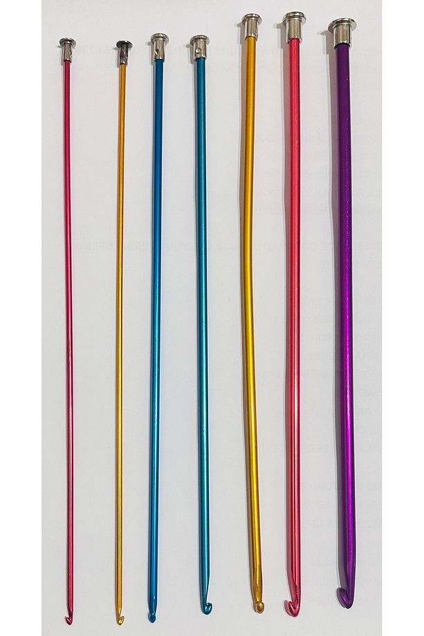 25 CM RENKLİ METAL TIĞ ŞİŞ SETİ 7 ADET (2.5/3/3.5/4/4.5/5/6) - 1