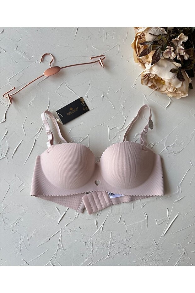 Whitney Imported Ektsra Push up Hand Covered Heart Detailed Seamless Soft Bra Without Underwire