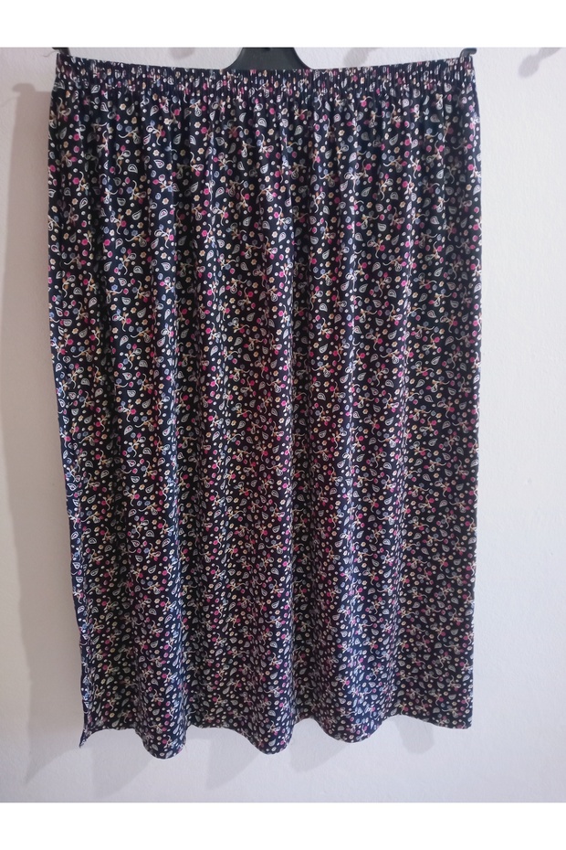 Patterned Viscose Printed Fabric Maxi Length Mother Skirt with Elastic Waist
