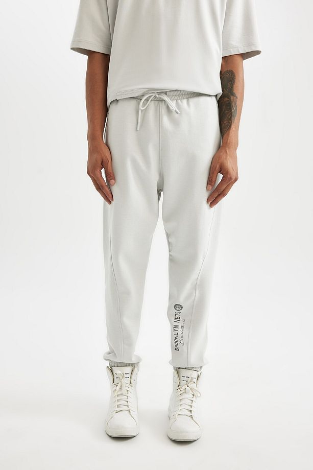 Fit Nba Brooklyn Nets Erkek Gri Skuba Dalgıç Kumaş Jogger Cepli Eşofman Altı C8924ax24au - 4