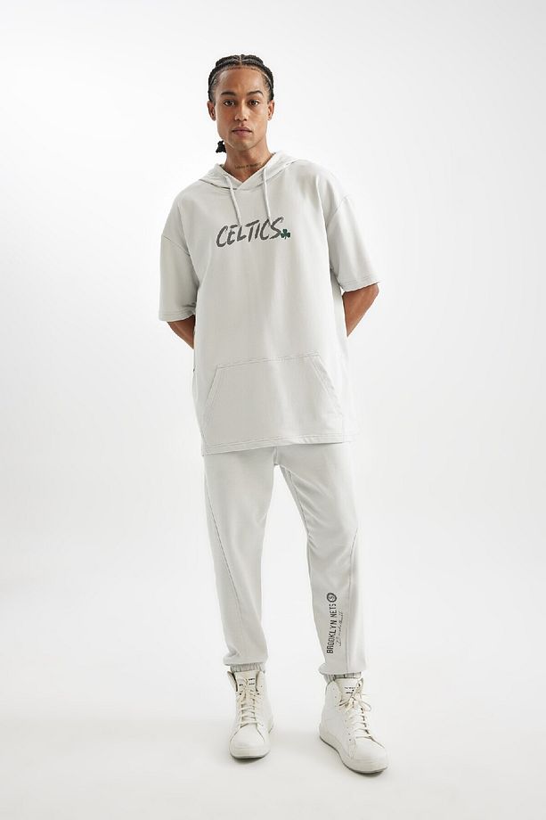 Fit Nba Brooklyn Nets Erkek Gri Skuba Dalgıç Kumaş Jogger Cepli Eşofman Altı C8924ax24au - 1