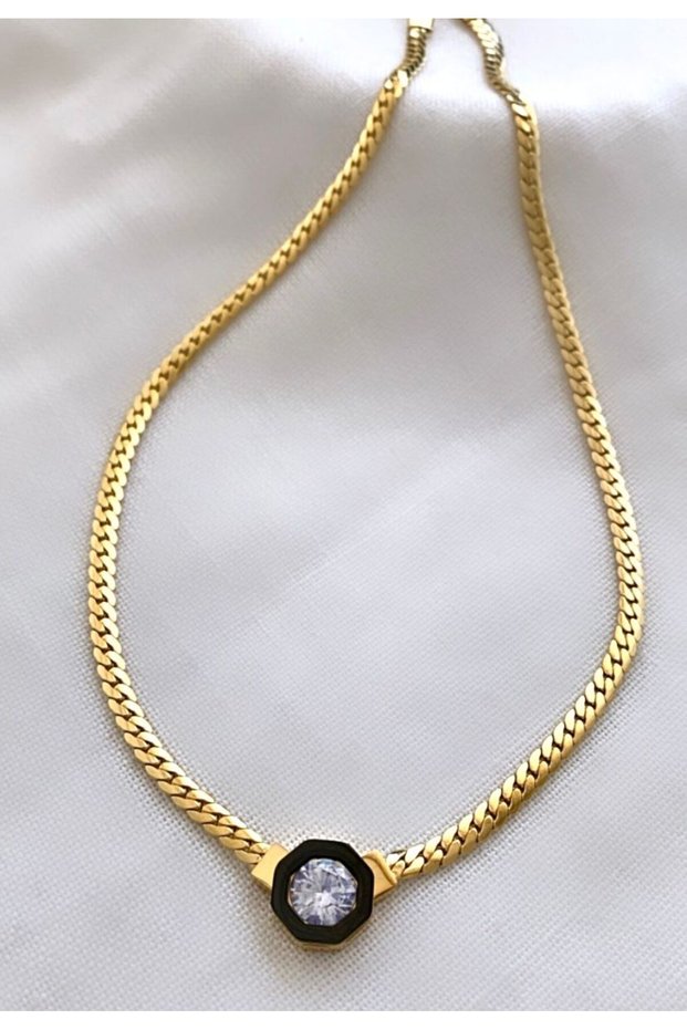 Steel Stone Detail Serenay Leyla Necklace