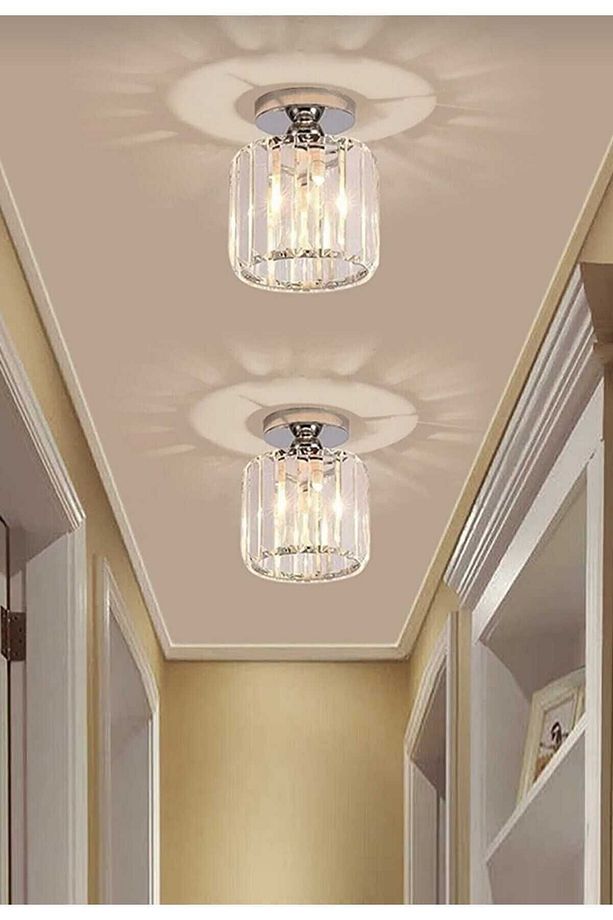 Plafonyer Lüks Kristal Taşlı Krom Avize - 2
