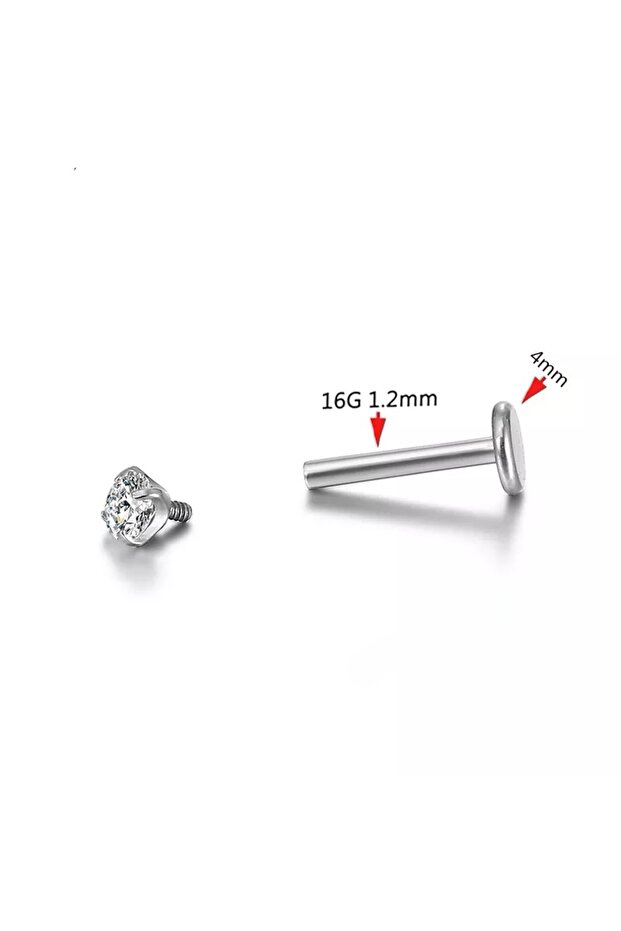 %100 Cerrahi Çelik Mini Tek Taş Piercing Set - Taş Çapı 1,5mm, 2mm, 2,5mm- 3 Adet - 3