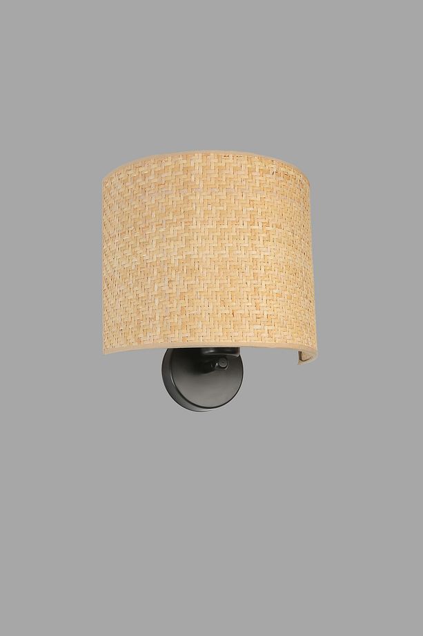 YENİ HASIR PİLLİ RATTAN ABAJURLU OVAL APLİK - 4