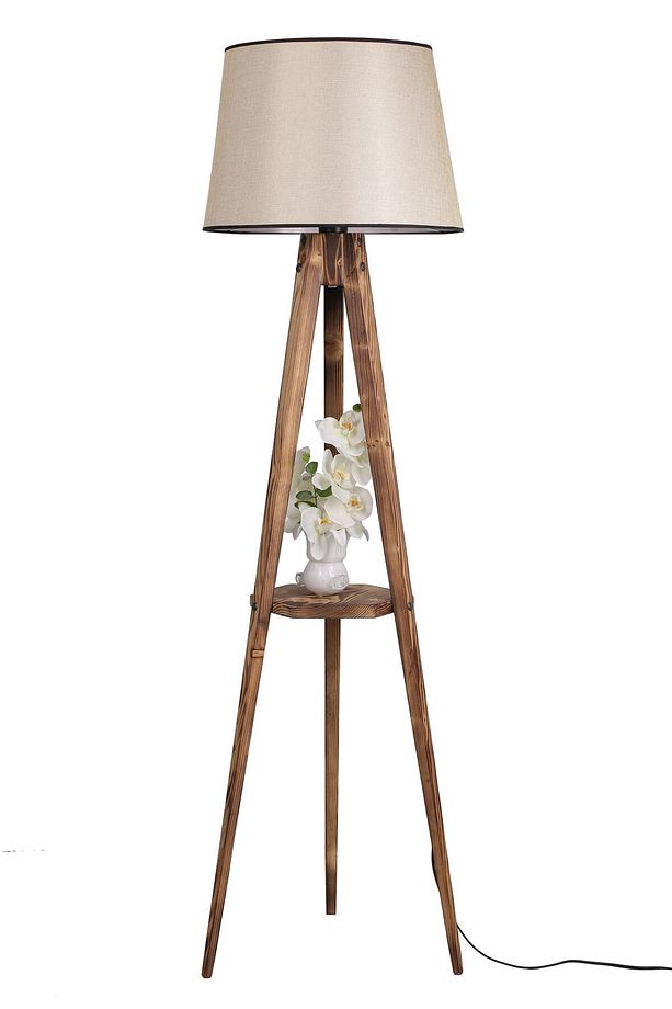Sehbalı Tripod Yanık Lambader Pramit Açık Hasır Abajurlu - 2
