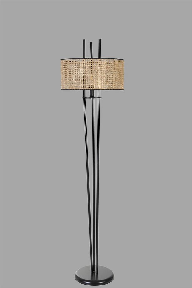 BELEN SİYAH LAMBADER SİLİNDİR RATTAN ABAJURLU - 3