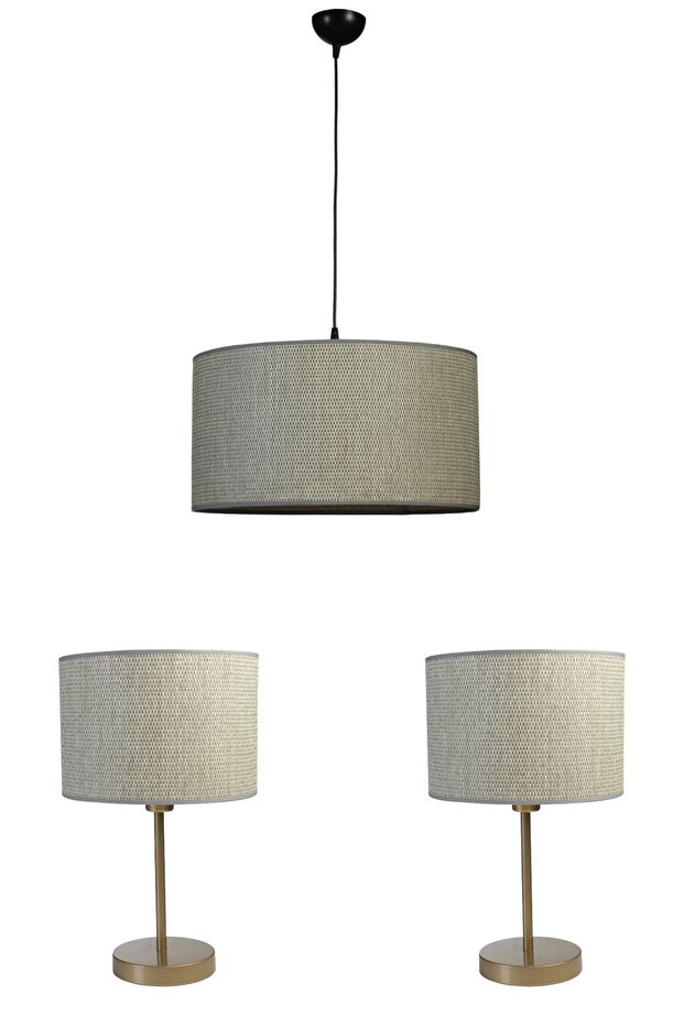 BAMBU 06 ABAJUR AVİZE 3 LÜ SET - 2