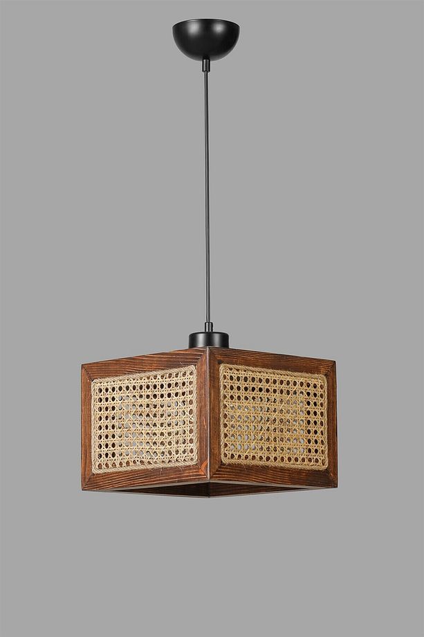 KUMSAL BÜYÜK TEKLİ CEVİZ RATTAN AVİZE - 3