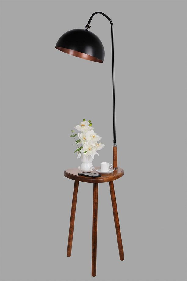 Demet Sehbalı Ahşap Lambader Ceviz Retro 3 Başlıklı - 2