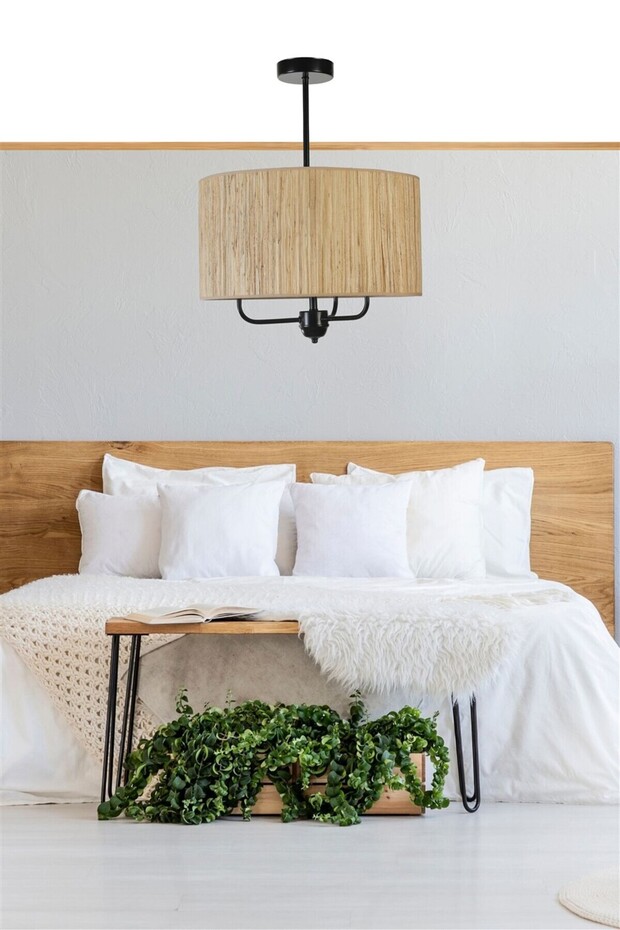 BAMBU 010 ABAJURLU 3 LÜ SARKIT AVİZE - 1