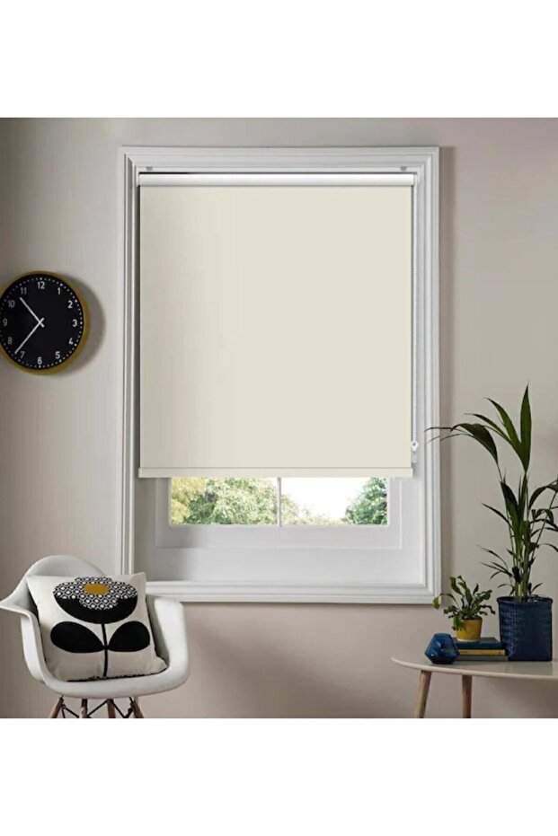 Ithal Bambu Krem Stor Perde Etek Dilimsiz - 1