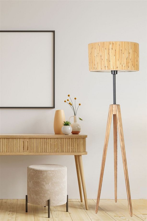 KANARYA YANIK LAMBADER SİLİNDİR BAMBU 07 ABAJURLU - 4